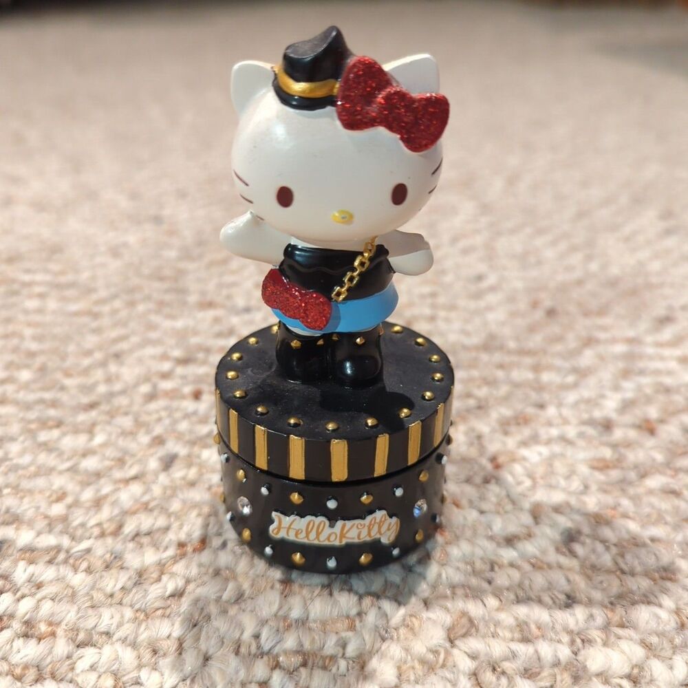 Sanrio Hello Kitty Trinket Box Black Gems Studded Glitter Glam